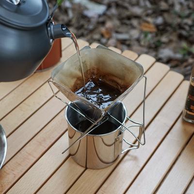 China Portable Folding Coffee Grounds Stored Outdoor Camping Stainless Steel Funnel Filter Cup Coffee Drip Holder Folding Coffee Grounds Filter for sale