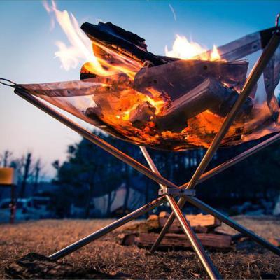 China Stocked Camping Outdoor Pit Racks For Outdoor Camping Barbecue Stainless Steel Fire Mesh Stove Fire Rack Foldable Stand for sale