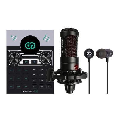 China Portable professional soundcard usb audio interface studio recording condenser microphone Sound Cards set For live broadcast steam Mobile for sale