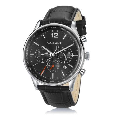 China GALLANT Chronograph Brand Men's Chronograph Sport Watches Low Moq Quartz Leather Wrist Strap Watch Chronograph Watches for sale