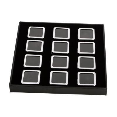 China High Quality Metal Square Diamond Display Box High Quality Tray Set Reversible Black And White Cushion for sale