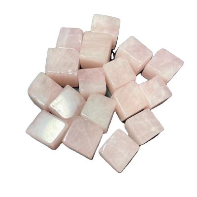 China China Wholesale Natural Crystal Cube Shape High Quality Polished Tumbled Rose Quartz Healing Stone for sale