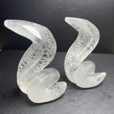 China China Wholesale Hand Carved Crystal Snake Animal Carving Clear Quartz Carved Crystal Folk Crafts for sale