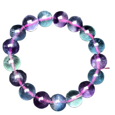 China China Natural Healing Fluorite Colorful Crystal Round Bead Bracelet for Men and Women for sale