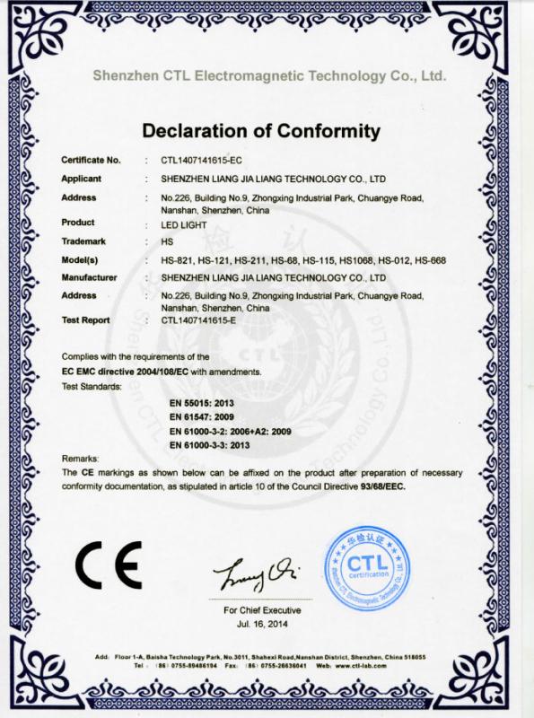 CE - Shenzhen Liang Jia Liang Technology Co., Ltd.