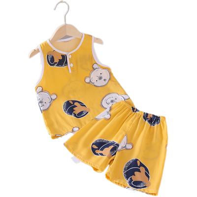 China Breathable Wholesale Kids Pijamas Sleeves Kids Cotton Sleepwear Short Pajama Set for sale