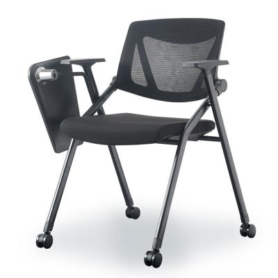 China Massage School Foldable Mobile Conference Chairs Stackable Training Chair With Notepad for sale