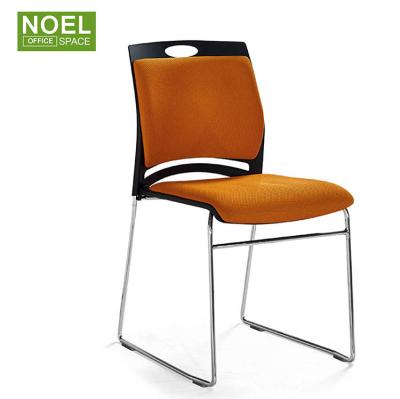 China (Size) Adjustable Cheap Furniture, Low Price Plastic With Fabric Seat Stacking Chair for sale