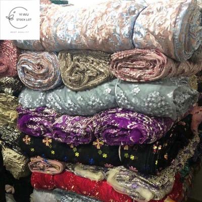 China Hot Selling Woven Multicolor Fabric Embroidery Embroidered Mesh 100%Polyester China Organic Textile Fabric Hot Selling Woven Stock Lot for sale