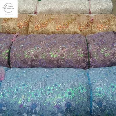 China China Organic Textile Mesh 100%Polyester Mesh 100%Polyester Mesh Multicolor Embroidery Nail Bead Sequins Hot Selling Woven Stock Lot for sale