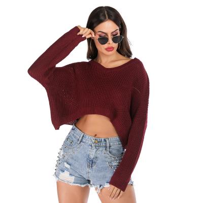 China New Women's Sweater Anti-wrinkle Sweater Short Sleeve Loose And Lazy Computer Knitted Casual V-neck High Quality Customized Size for sale