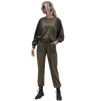 China New Solid Drawstring Harlan Pants 2021 Drop Anti-Static Women's Bat Sleeve T-Shirt Set for sale