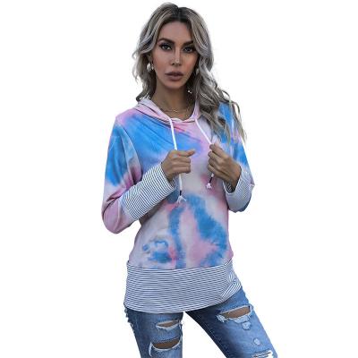 China 2021 Autumn Women's Long Sleeved Tie Anti-wrinkle Dyed Casual Loose Based Hoodie for sale