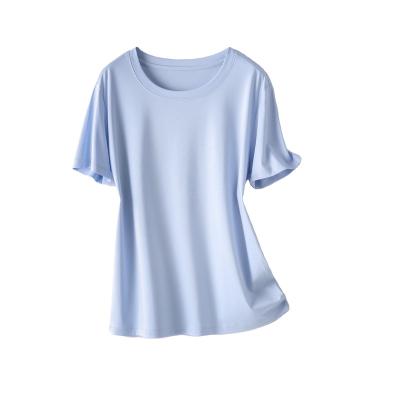 China Anti-wrinkle 2021 summer high quality loose sexy silk T-shirt Manufacturers direct sales true for women for sale