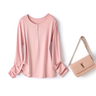 China 2021 High Quality Anti-wrinkle Women's V-Neck Loose Long Sleeve Casual T-Shirt for sale