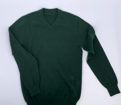 China Custom Plain Solid Color 12GG School Sweater 100% Cotton V-neck Knit Sweater School Uniforms for sale