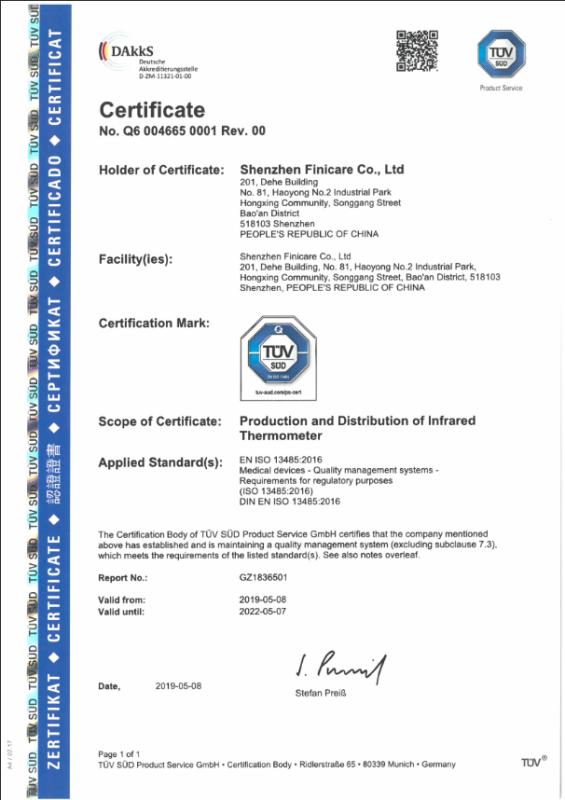 ISO13485 - Shenzhen Finicare Co., Ltd.