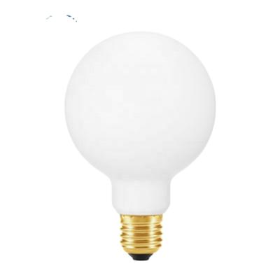 China Hotel 1800K light bulb e27 G95 matt white brass opal filament glass bulb matt finish porcelain G95 filament bulb for sale