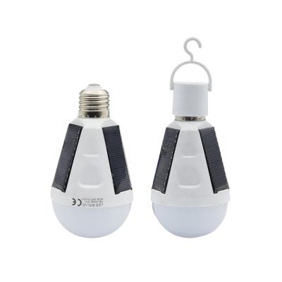 China A70 Solar Emergency Light Bulb 7W 12W E27 E26 B22 Solar Electric Rechargeable Global Light Bulb With Solar Panel for sale