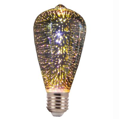 China Firework Style ST64 3D Decoration LED Bulbs Glow Color Bubble Fireworks Effect Vintage Light 3W 110V 220V for sale