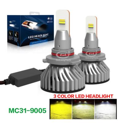 China Auto Led Headlight 9005 Car MC31 3 Colors Led Auto Headlight 12000 Lumen Led Headlight Bulbs Car Led Headlight for sale