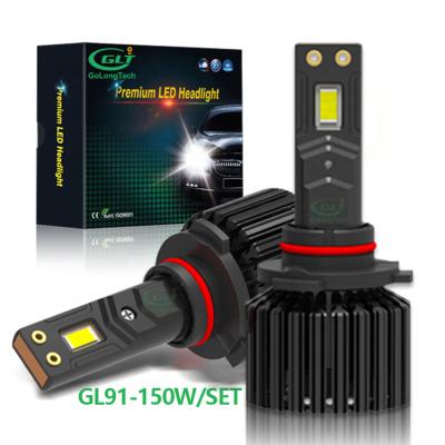 China Automobile led headlight super bright bulb GL91-9005 25000lm led headlight led bulb led car light 150w for sale