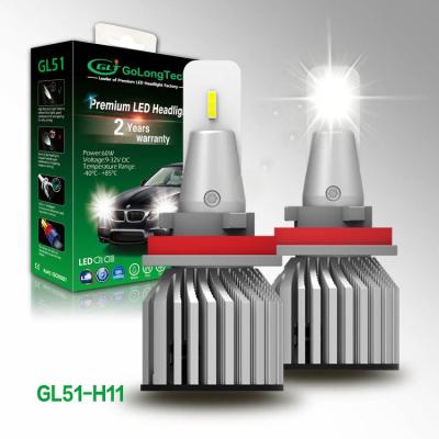 China Auto Led Headlight Golongtech GL51 11000 Lumen H11 LED Headlight Bulbs H11 H8 H16 9005 Car LED Headlight for sale