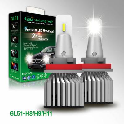 China Led headlight and fog light car GL51 h8/h9/h11/h16 led 6000 lumen LED headlight bulbs 9004 9007 car LED headlight bulb for sale