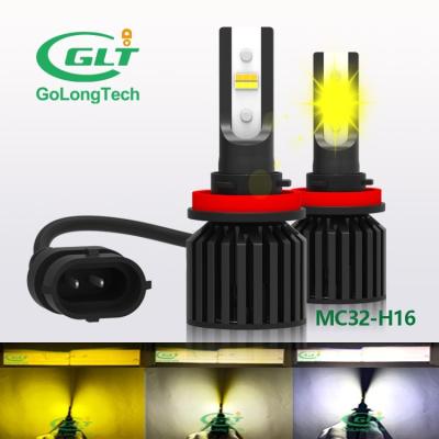 China Auto Led Headlight MC32 10000LM 72W Tricolor High 6500K 4300K ​​3000K H9 Tricolor Car Lights H11 Csp Auto H16 Led Headlight New 2021 for sale