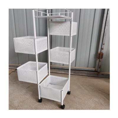 China Morden Low Cost Multifunctional Kitchen 5 Tier Square Basket Storage Shelves Rack for sale