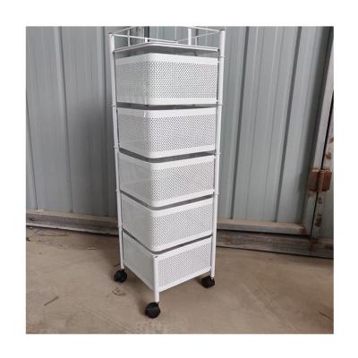 China Morden 2022 New Cheap 5 Tier Rolling Cart Storage Shelf Utility Rack For Sale for sale