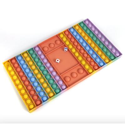 China Checkerboard Hot Selling Rectangular Silicone Chess Board Pushing Noise Bubbles Wiggle Toy For Kids for sale