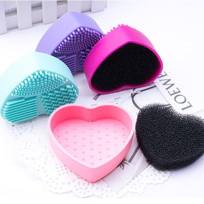 China Cute Silicone Design Heart Silicone Box Specially Used For Makeup Brush Cleaning for sale