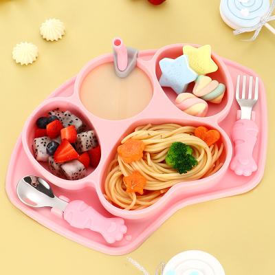 China 4 Piece Kids Silicone Dinnerware Set Sustainable Dinnerware Set Eco Friendly Mealtime Kids For Healthy Infant Feeding for sale