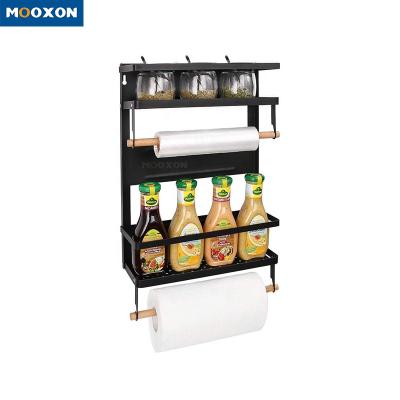 China Foldable Shelf Magnet Sustainable Rack Organizer Kitchen Hit OEM Amazon Fridge Storage Magnetic Spice Rack For Fridge for sale