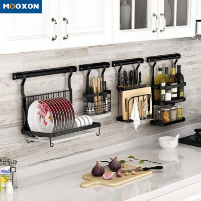 China Kitchen Viable Storage Rack Hanging Pot Wall Mount Dish Rack Dish Knife Chopstick Holder Spice Organizer for sale