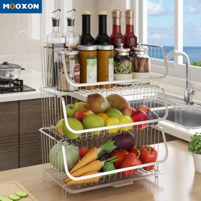 China 2 3 Tier Metal Storage Cart Workable Universal Wire Front Home Organizer Kitchen Rack Open Fruit Storage Cart With Wheels for sale