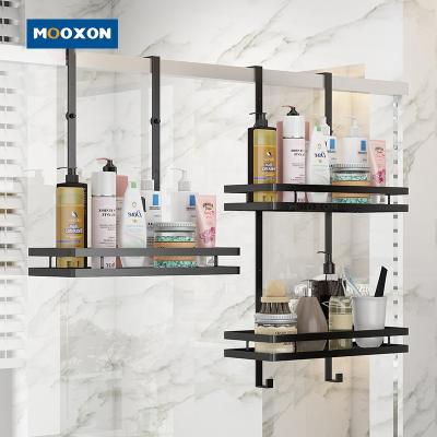 China Sustainable 2 Layers Bathroom Hanging Shelves Stainless Steel Shampoo Soap Storage Rack Hook Over Door Shower Caddy Shower Shelf Organizer for sale