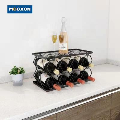 China 2022 Viable Newcomers 8 Wine Rack Easy Wine Rack Mesh Wire Folding Foldable Stand 6 Metal Rack Assembly Countertops for sale