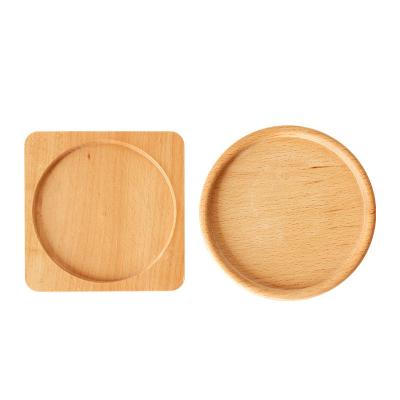 China Simple Viable Place Around Creative Wooden Coaster Customized Logo Beech Insulation Cup Mat Snack Dish for sale