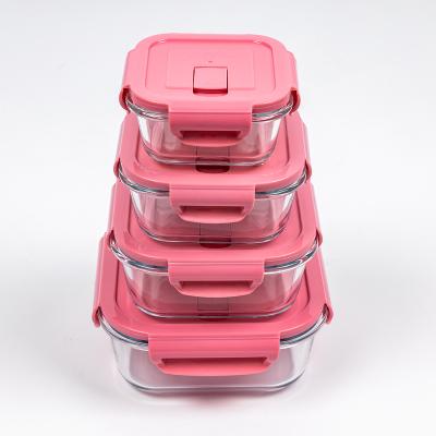 China Sustainable Fashion Design Airtight Square High Borosilicate Glass Lunch Box Glass Food Container for sale