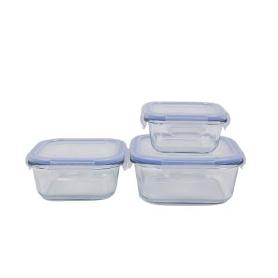 China Newest Rectangle Microwavable Microwavable BPA Free Glass Food Safe Container With Lid for sale