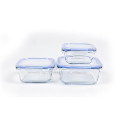 China Best Promotional Price High Sale Microwavable Borosilicate Glass Food Storage Glass Airtight Square Container for sale