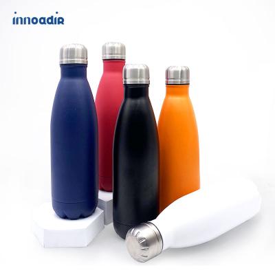 China Sustainable Solid Color 500ml Stainless Steel Double Wall Insulated Cola Shaped Water Bottle For Decor for sale