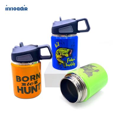 China Sustainable Portable Kids Cup Double Wall Stainless Steel Sublimation Water Bottle Kids Bottle Comes With Straw And Drinking Straw for sale