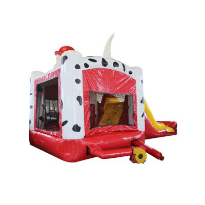 China Commercial Grade 0.55mm (Custom Manufacturers 1000D Bounce House PVC Tarpaulin Inflatable Dalmatian Castle for sale