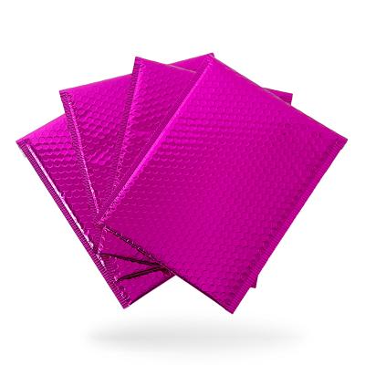 China 380*430+40mm Shockproof Metallic Foil Rose Red Padded Bubble Wraps Shipping Packaging Bubble Mailer for sale