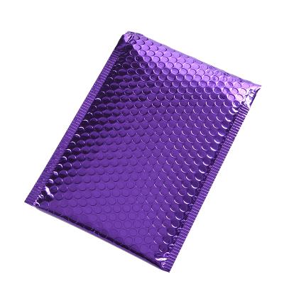 China Water Proof 180*230+40mm Maker Purple Decorative Metallic Bubble Wraps Padded Mailer for sale