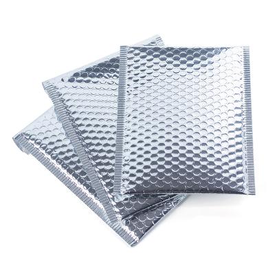 China Recyclable High Quality Express Packing Padded Matte Silver Metallic Bubble Mailer Bag 400*330+40mm for sale