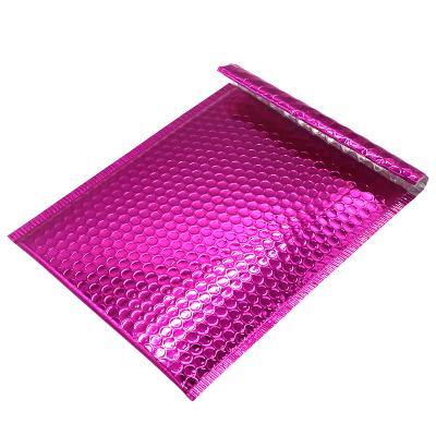 China Shockproof Recyclable Online Shopping Package 380*430+40mm Rose Metallic Laptop Air Bubble Red Bag for sale